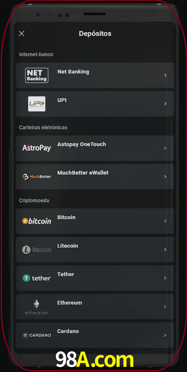 Você pode usar métodos alternativos de depósito.
